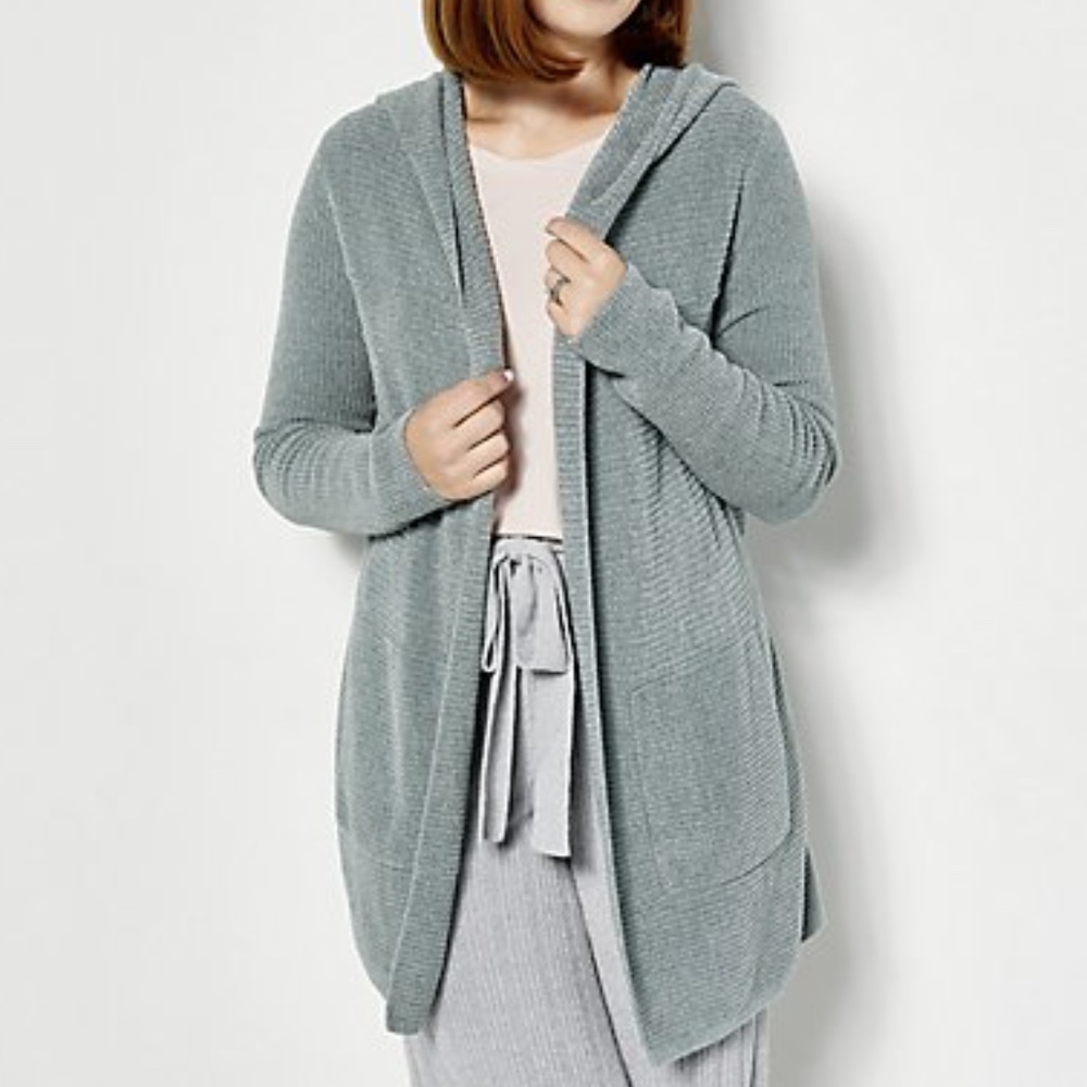 Barefoot Dreams CozyChic Ultra Lite Horizontal Rib Hooded Cardigan (NWT)